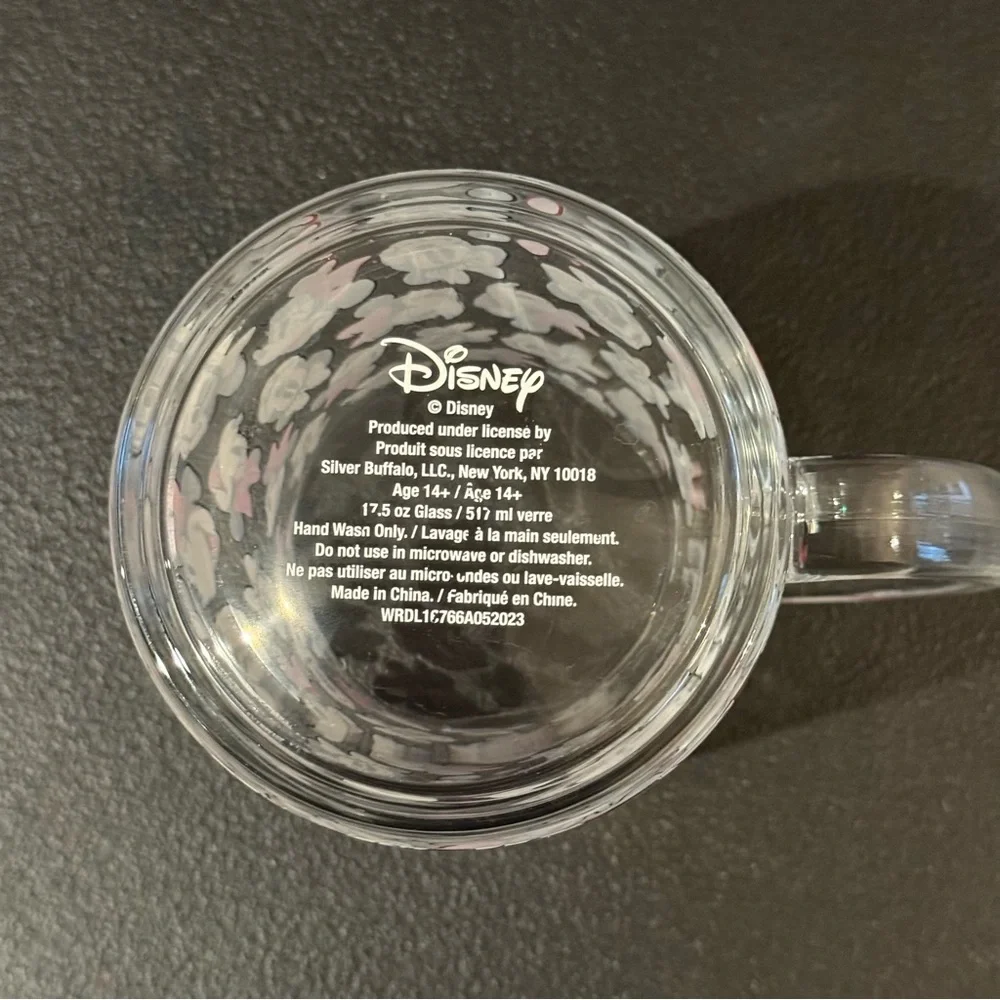 Rare Walt Disney Minnie Mouse Clear Glass Mug GUC